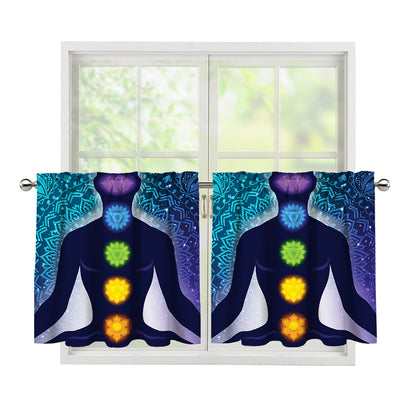 Nine Chakras Aura Print Tier Curtains