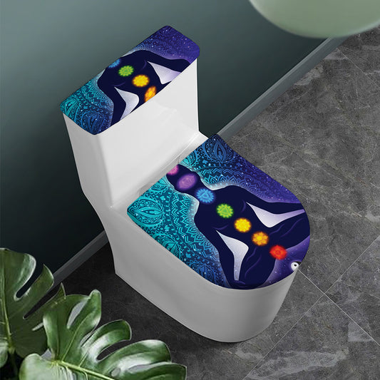 Nine Chakras Aura Print Toilet Lid And Tank Cover Set