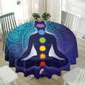 Nine Chakras Aura Print Waterproof Round Tablecloth