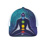 Nine Chakras Aura Print White Mesh Trucker Cap