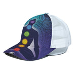 Nine Chakras Aura Print White Mesh Trucker Cap