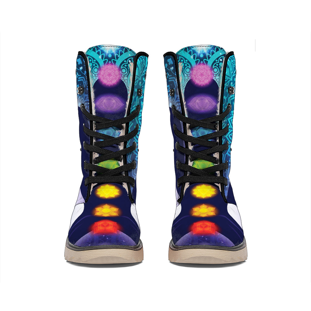 Nine Chakras Aura Print Winter Boots