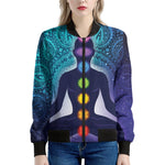 Nine Chakras Aura Print Women's Bomber Jacket