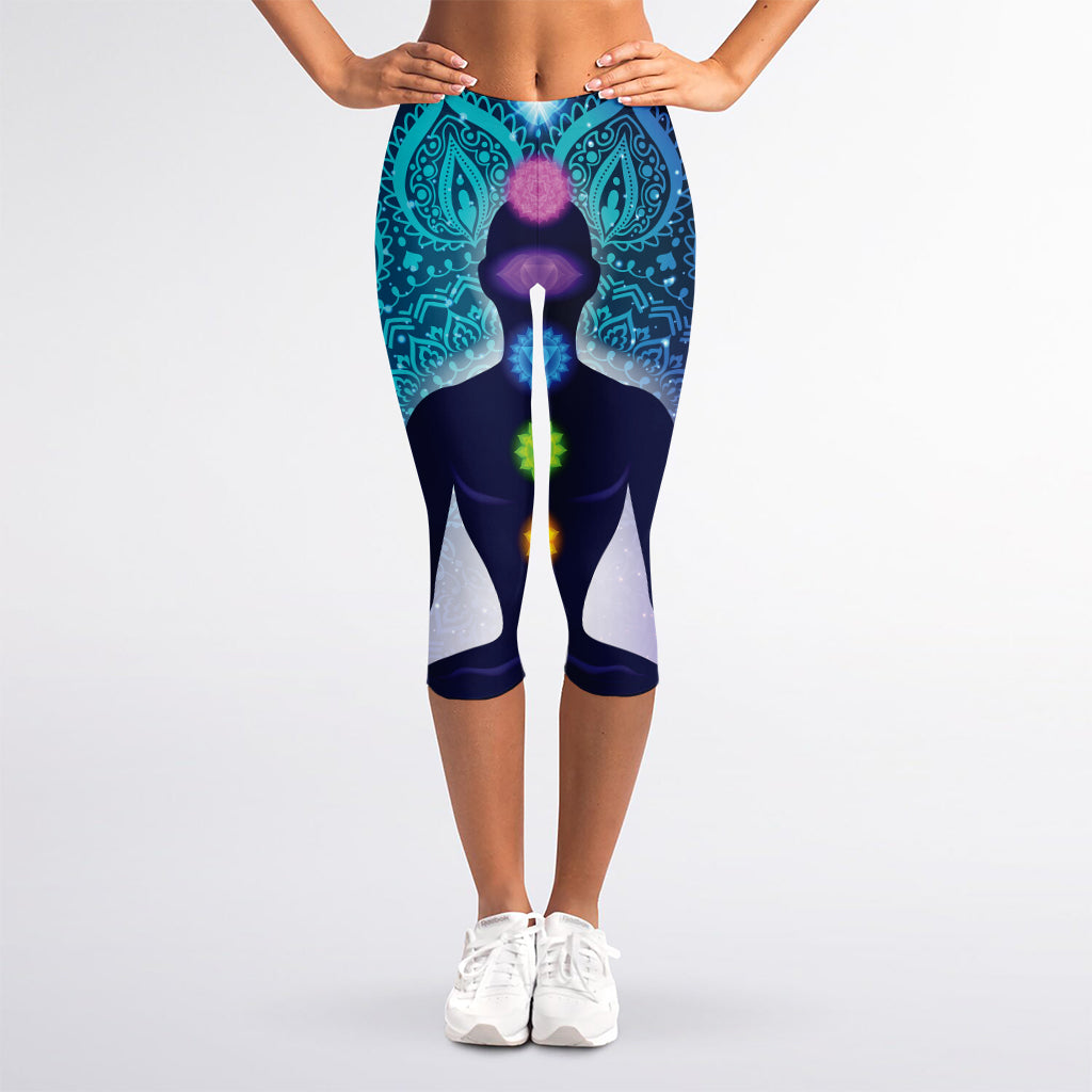 Nine Chakras Aura Print Women's Capri Leggings