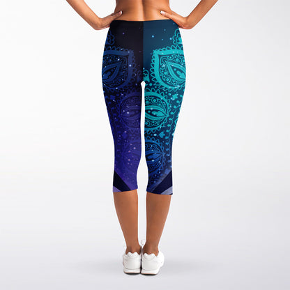 Nine Chakras Aura Print Women's Capri Leggings