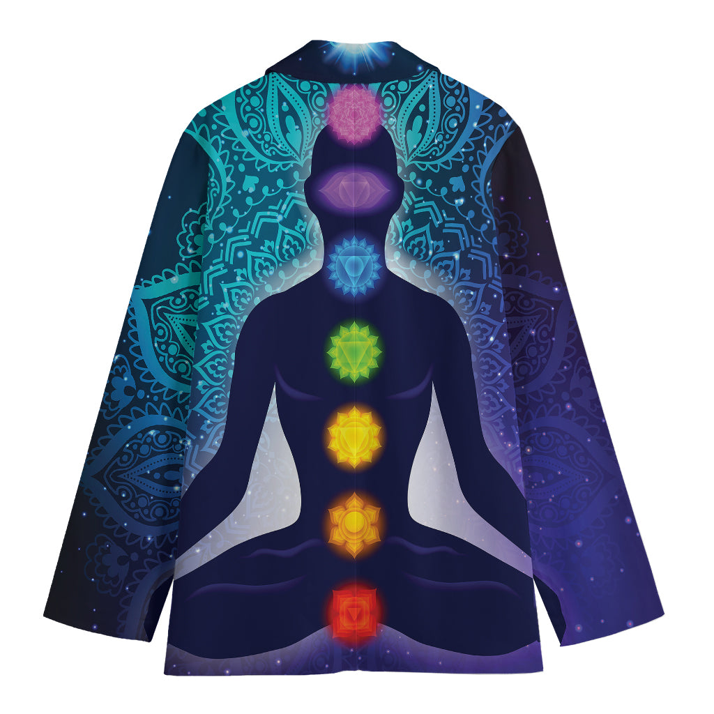 Nine Chakras Aura Print Women's Cotton Blazer