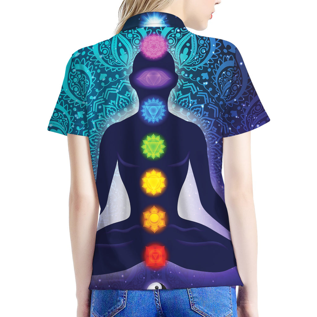 Nine Chakras Aura Print Women's Polo Shirt