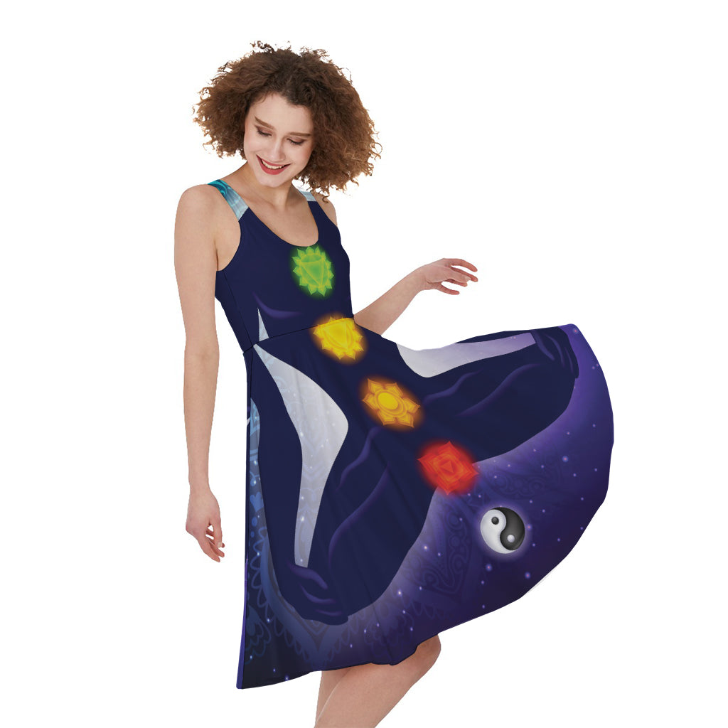 Nine Chakras Aura Print Women's Sleeveless Dress