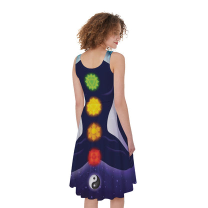 Nine Chakras Aura Print Women's Sleeveless Dress