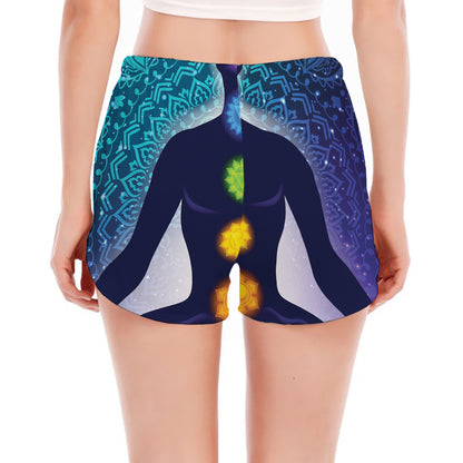 Nine Chakras Aura Print Women's Split Running Shorts