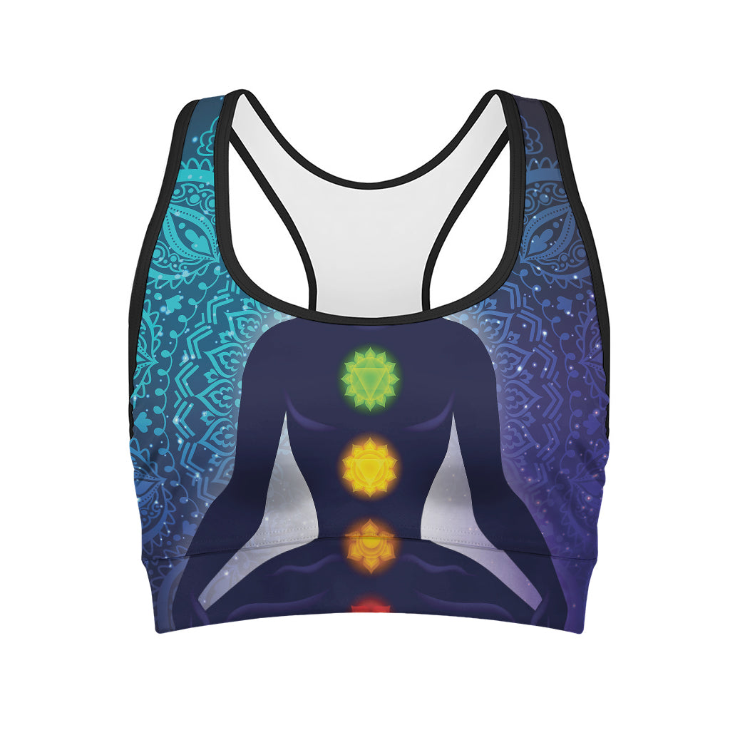 Nine Chakras Aura Print Women's Sports Bra
