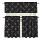 Ninja Shuriken Pattern Print 3 Piece Kitchen Curtains