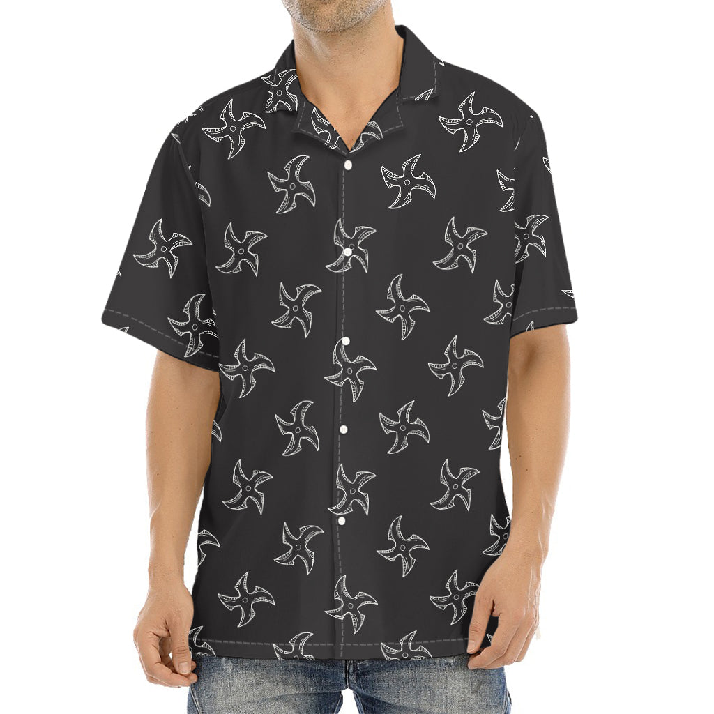 Ninja Shuriken Pattern Print Aloha Shirt