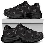 Ninja Shuriken Pattern Print Black Chunky Shoes