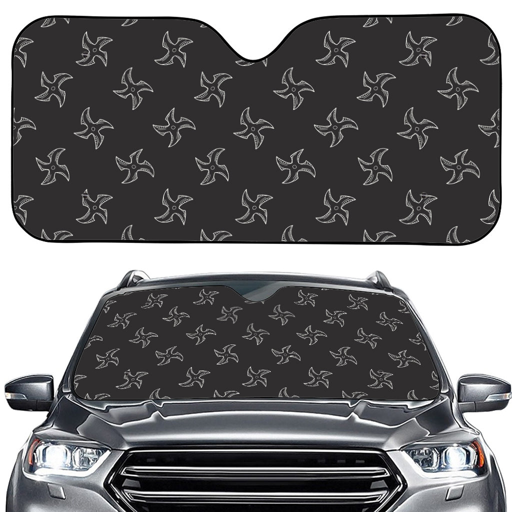 Ninja Shuriken Pattern Print Car Windshield Sun Shade