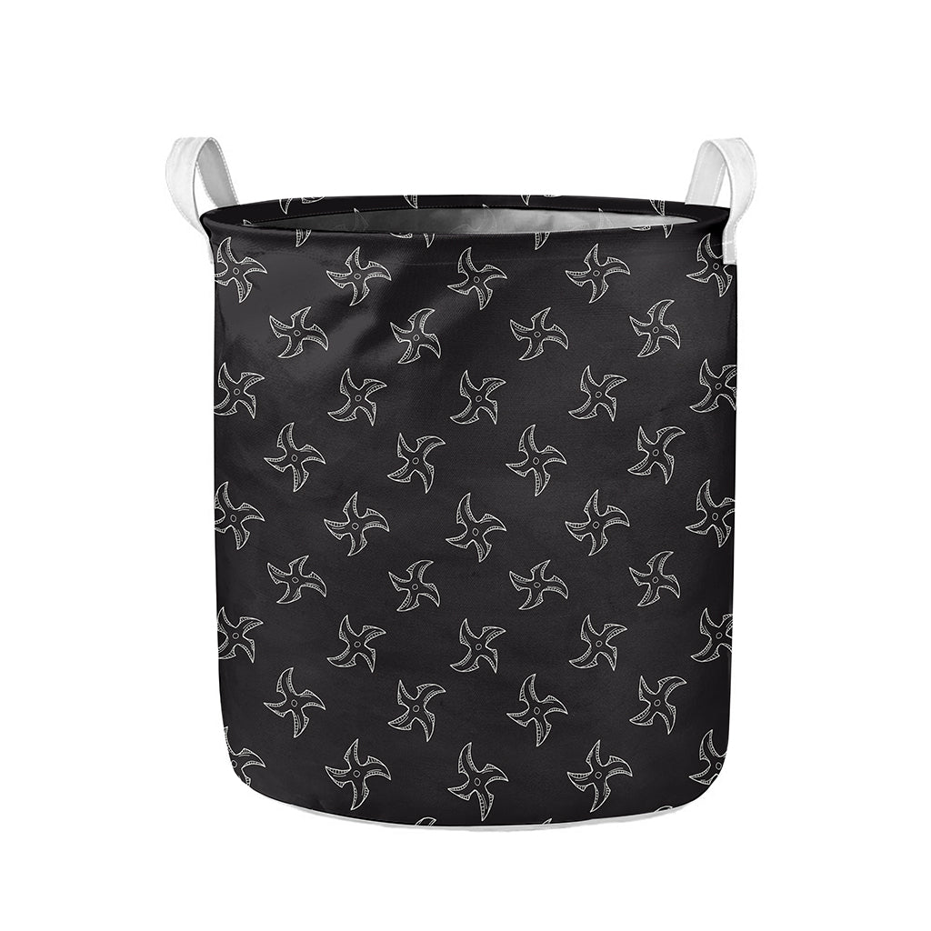 Ninja Shuriken Pattern Print Collapsible Laundry Basket