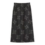Ninja Shuriken Pattern Print Cotton Front Slit Maxi Skirt