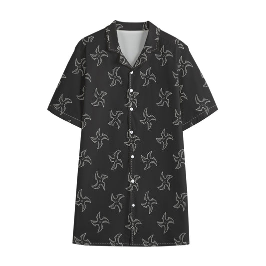 Ninja Shuriken Pattern Print Cotton Hawaiian Shirt