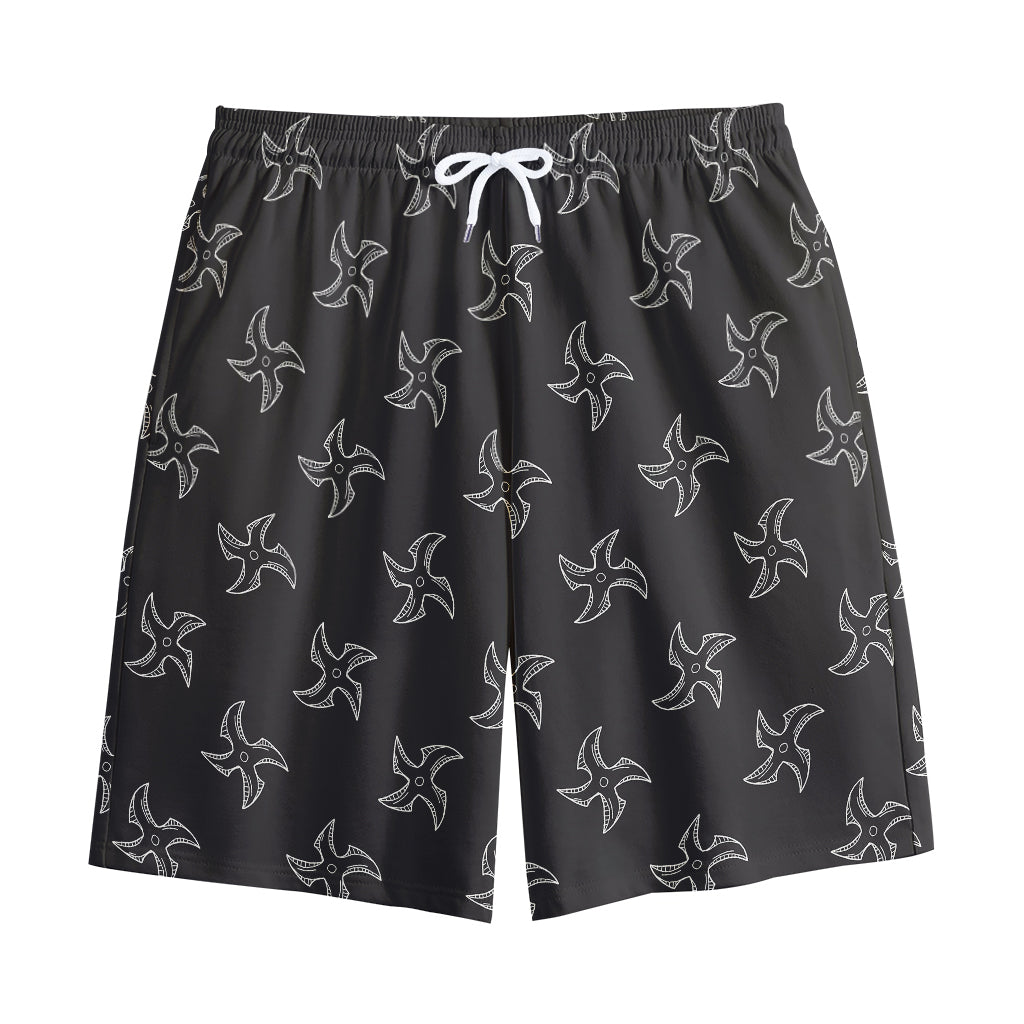 Ninja Shuriken Pattern Print Cotton Shorts