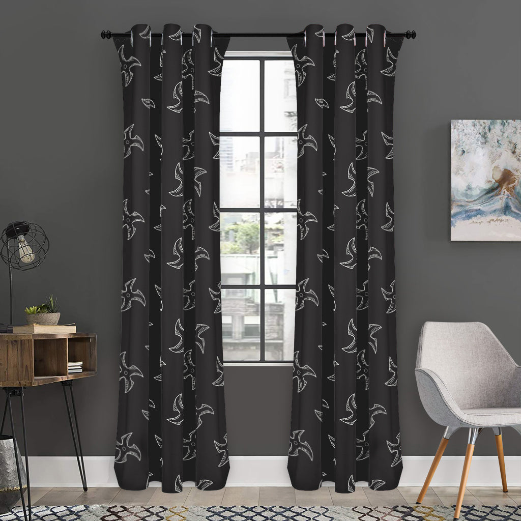 Ninja Shuriken Pattern Print Curtain