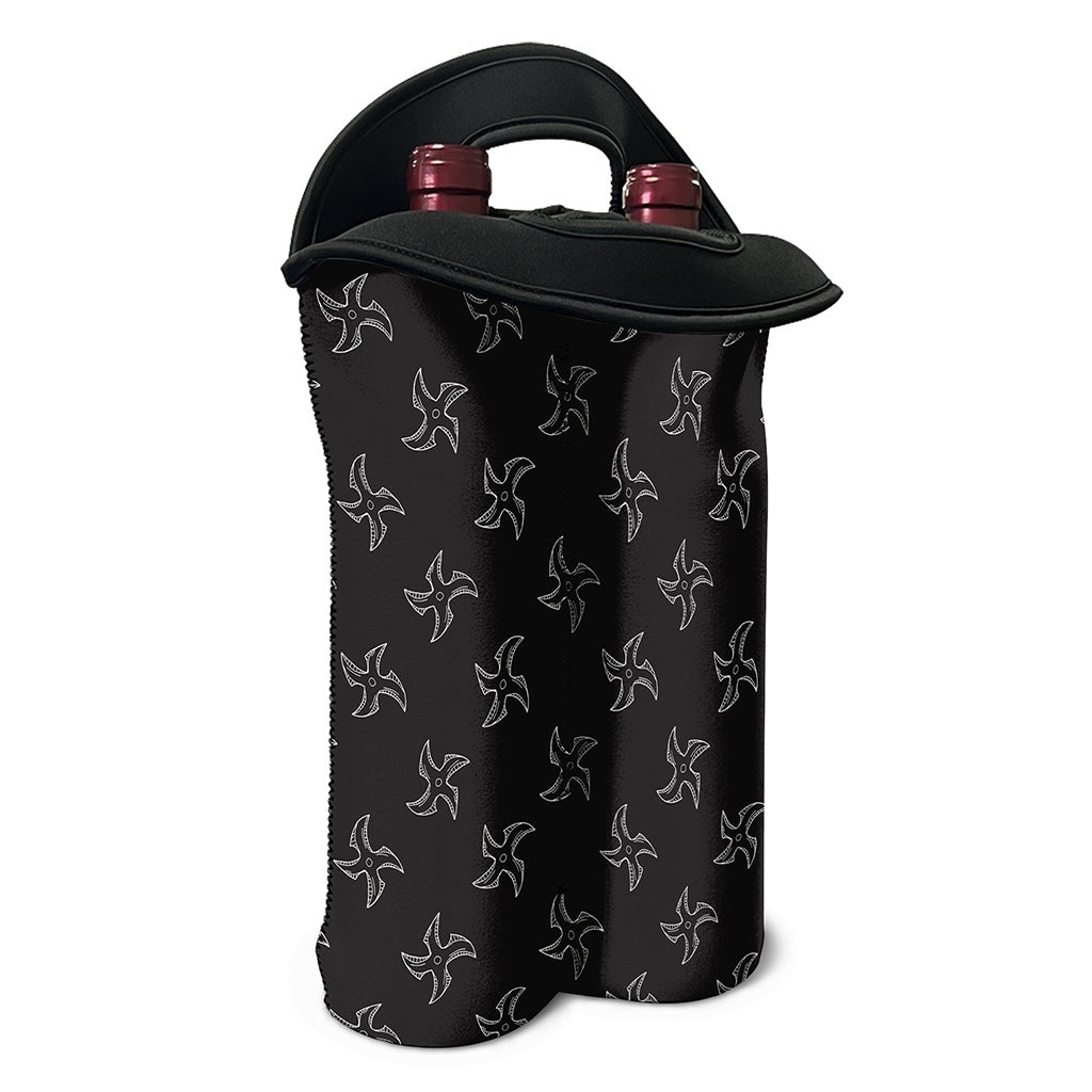 Ninja Shuriken Pattern Print Double Neoprene Wine Tote