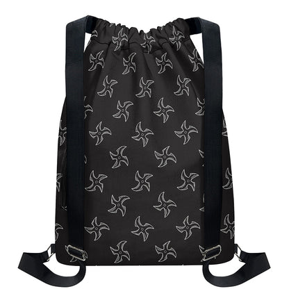 Ninja Shuriken Pattern Print Drawstring Backpack