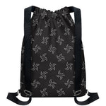 Ninja Shuriken Pattern Print Drawstring Backpack