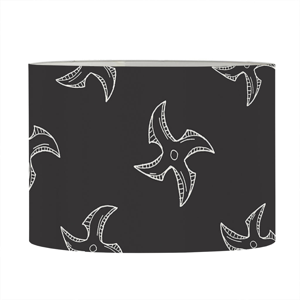 Ninja Shuriken Pattern Print Drum Lamp Shade