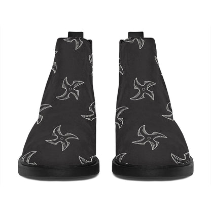 Ninja Shuriken Pattern Print Flat Ankle Boots