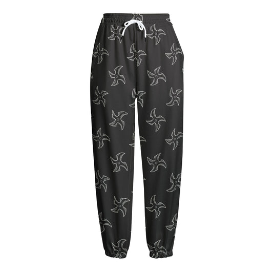 Ninja Shuriken Pattern Print Fleece Lined Knit Pants