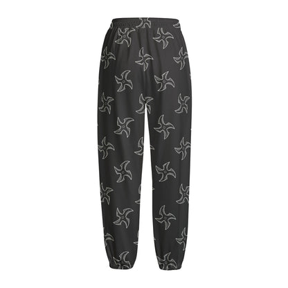 Ninja Shuriken Pattern Print Fleece Lined Knit Pants