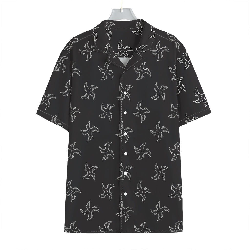 Ninja Shuriken Pattern Print Hawaiian Shirt