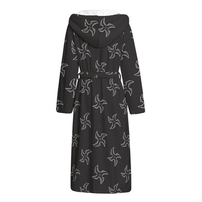Ninja Shuriken Pattern Print Hooded Bathrobe