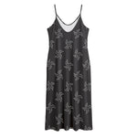 Ninja Shuriken Pattern Print Jersey Midi Cami Dress
