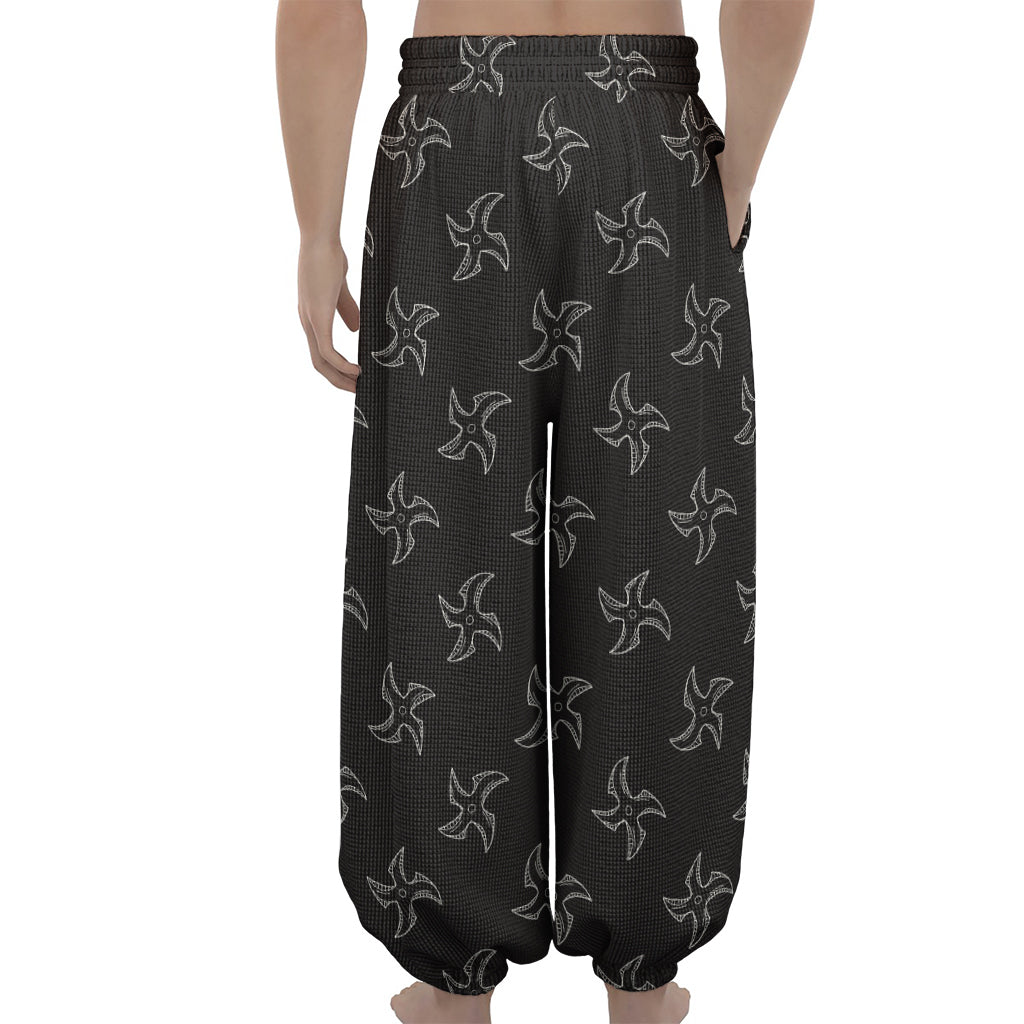 Ninja Shuriken Pattern Print Lantern Pants