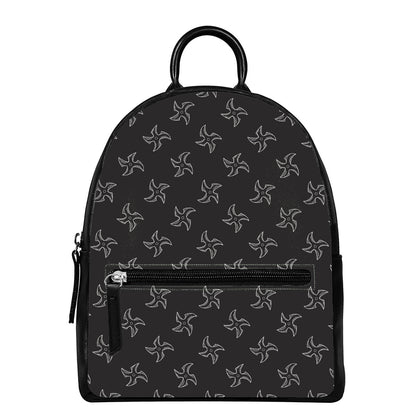 Ninja Shuriken Pattern Print Leather Backpack