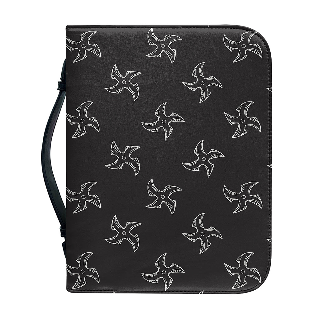 Ninja Shuriken Pattern Print Leather Bible Cover
