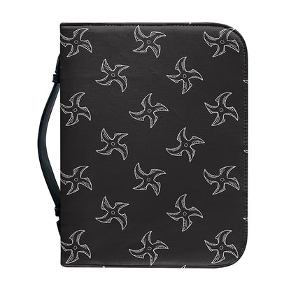 Ninja Shuriken Pattern Print Leather Bible Cover