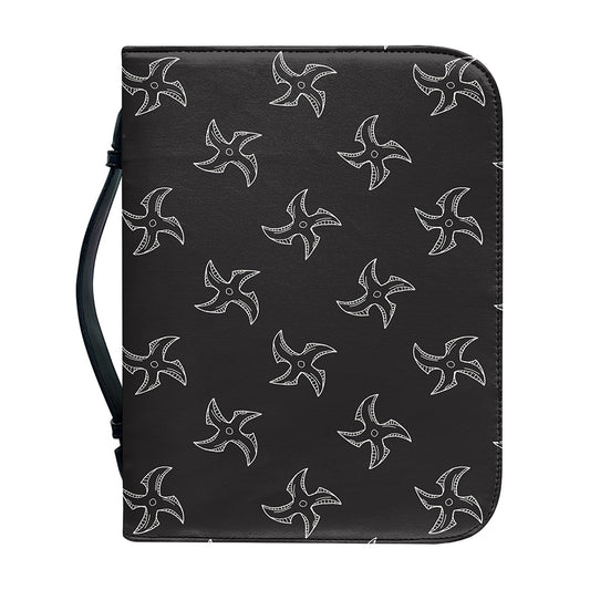 Ninja Shuriken Pattern Print Leather Bible Cover