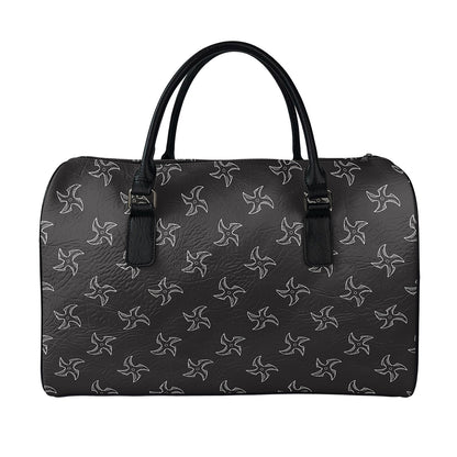 Ninja Shuriken Pattern Print Leather Duffle Bag