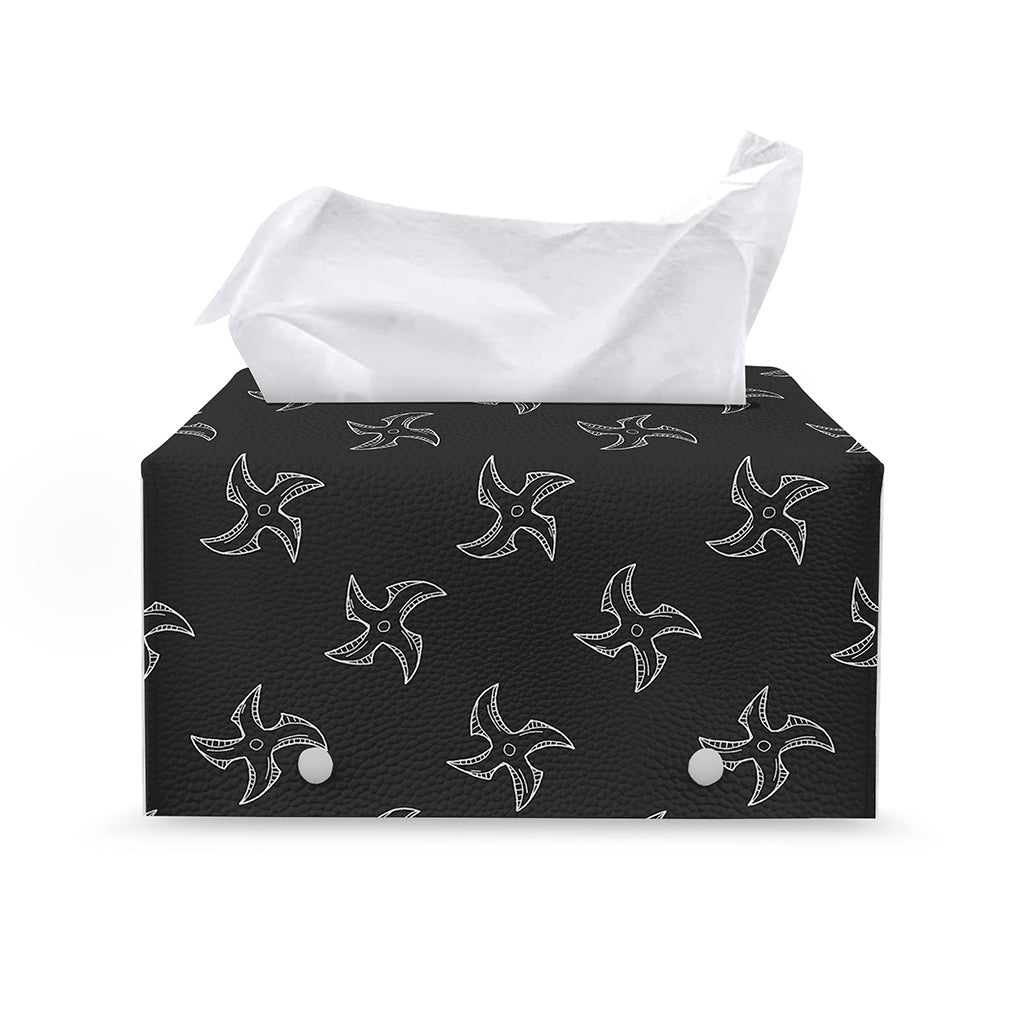 Ninja Shuriken Pattern Print Leather Tissue Box Cover