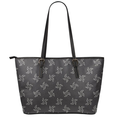 Ninja Shuriken Pattern Print Leather Tote Bag