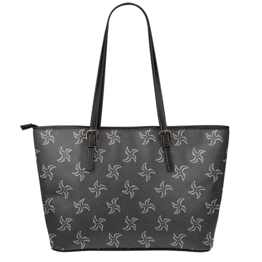 Ninja Shuriken Pattern Print Leather Tote Bag