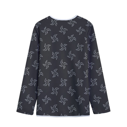 Ninja Shuriken Pattern Print Long Sleeve Short Coat