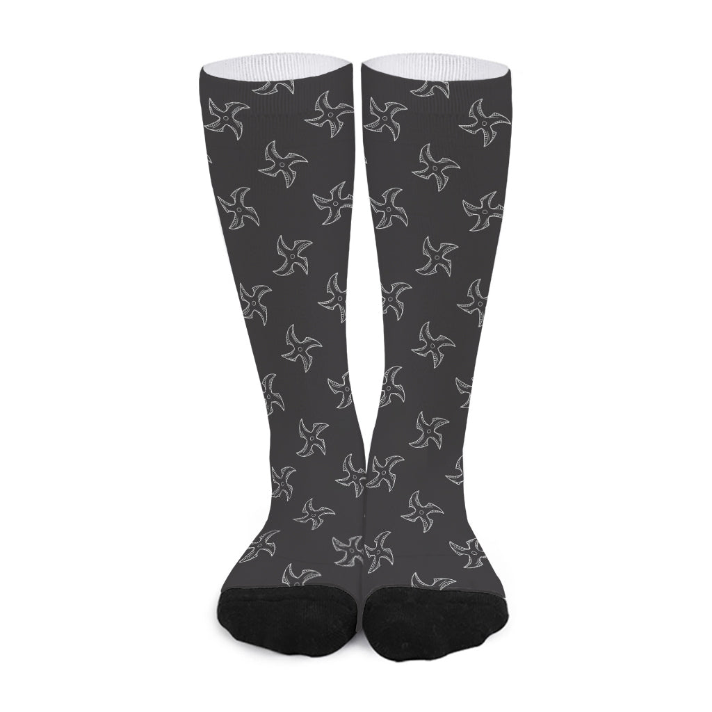 Ninja Shuriken Pattern Print Long Socks