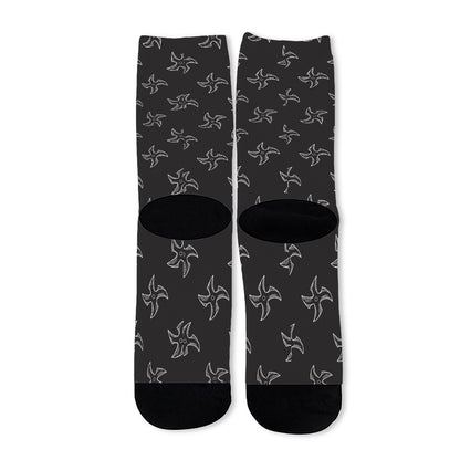Ninja Shuriken Pattern Print Long Socks