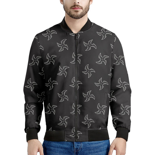 Ninja Shuriken Pattern Print Men's Bomber Jacket