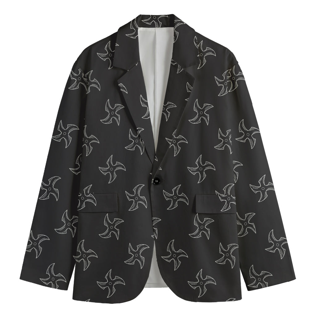 Ninja Shuriken Pattern Print Men's Cotton Blazer