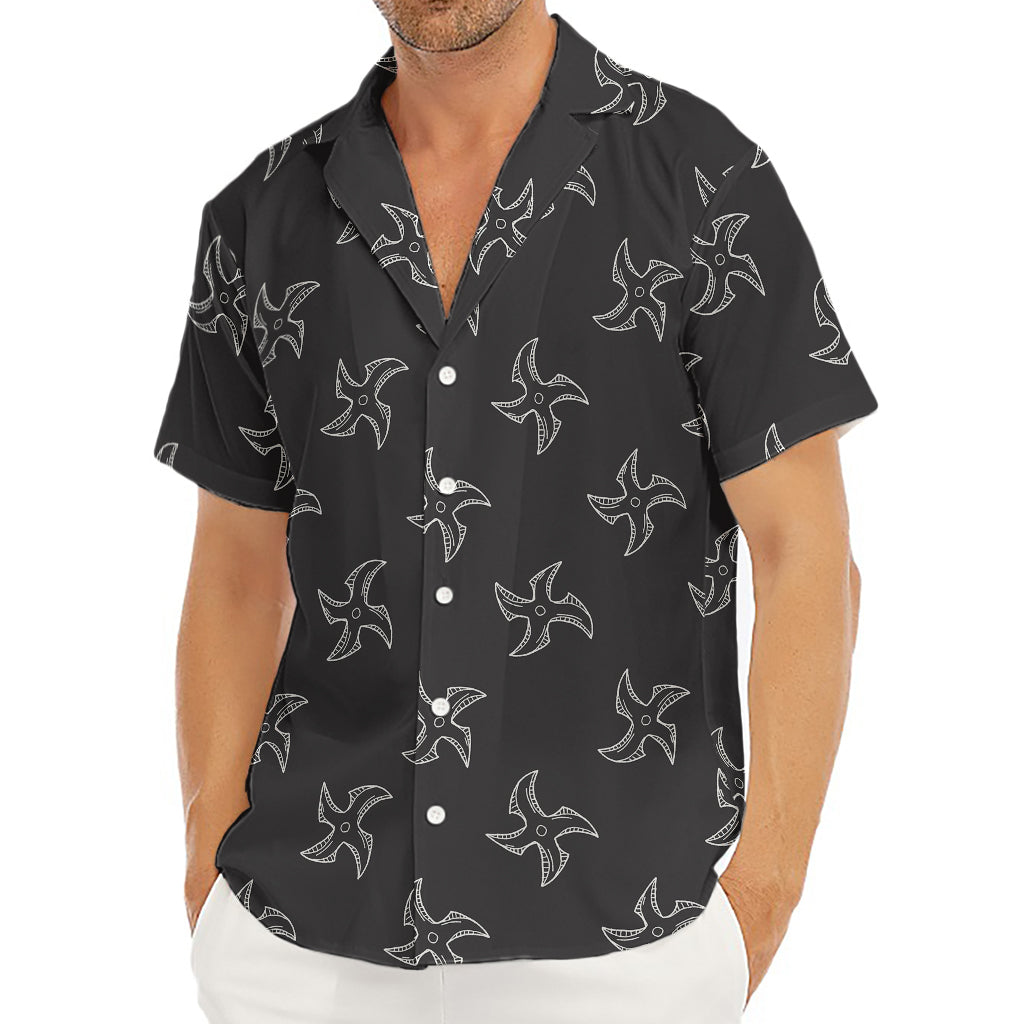 Ninja Shuriken Pattern Print Men's Deep V-Neck Shirt
