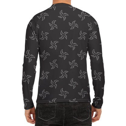 Ninja Shuriken Pattern Print Men's Long Sleeve Rash Guard